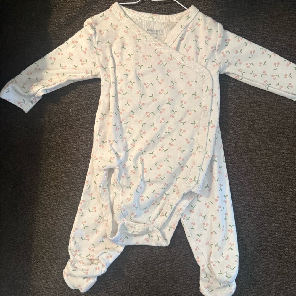 Carter’s Baby Girl Cherry 2-Piece Set 6 Months Wrap Bodysuit & Footed Pants
